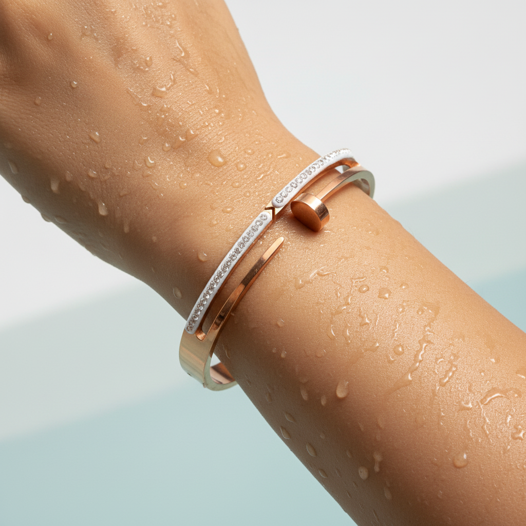 Rose Gold Nail Crystal Bracelet