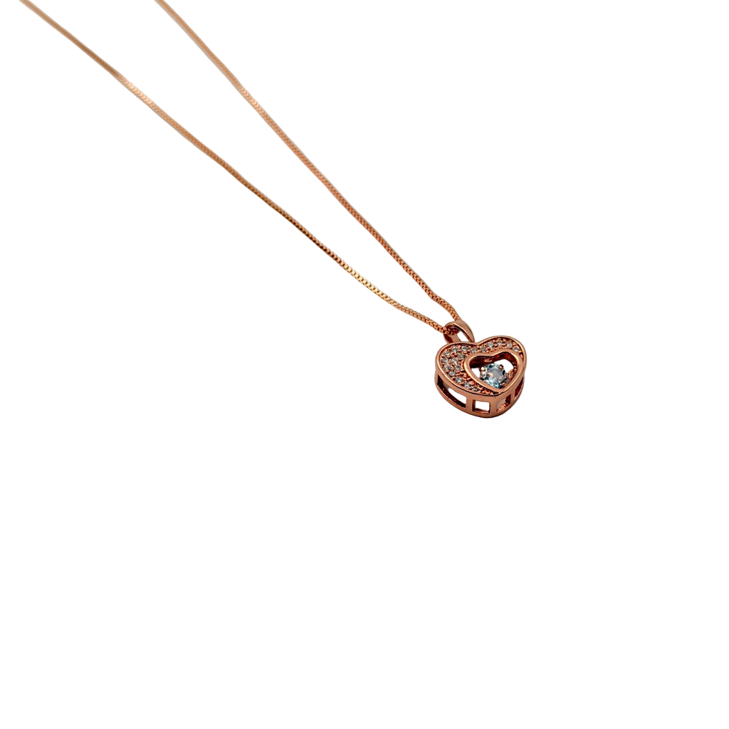 Rose Gold Crystal Heart Pendant Necklace