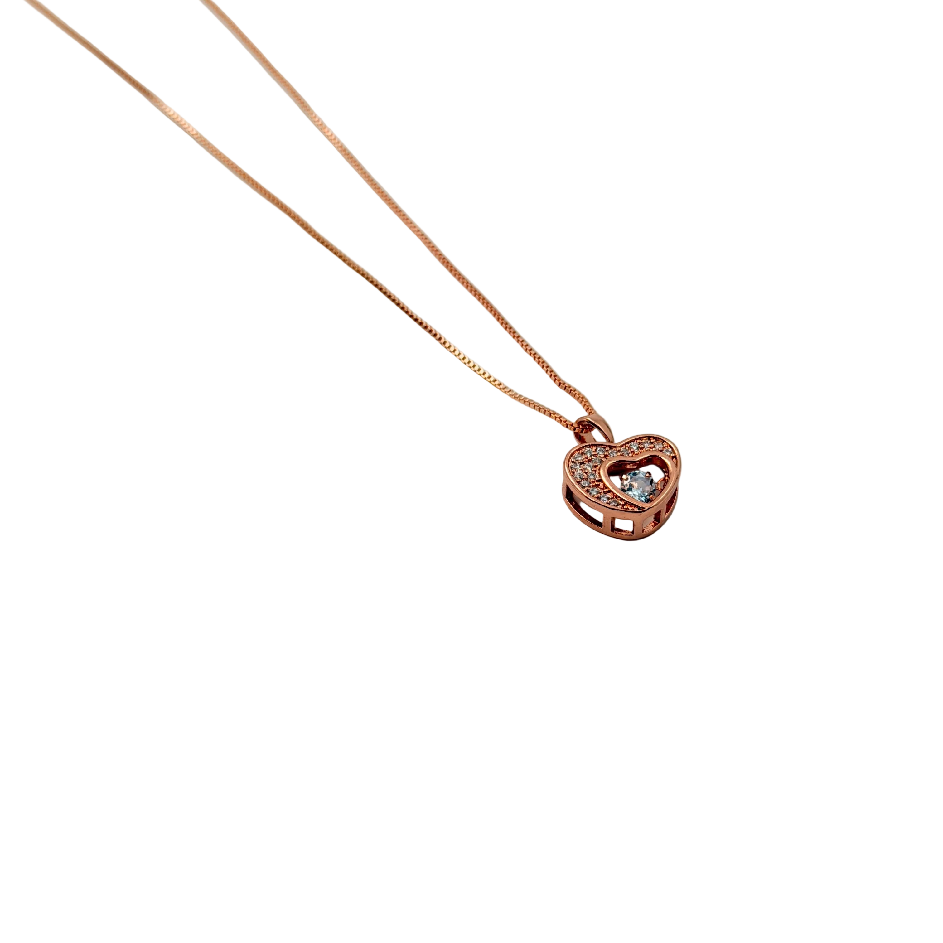 Rose Gold Crystal Heart Pendant Necklace