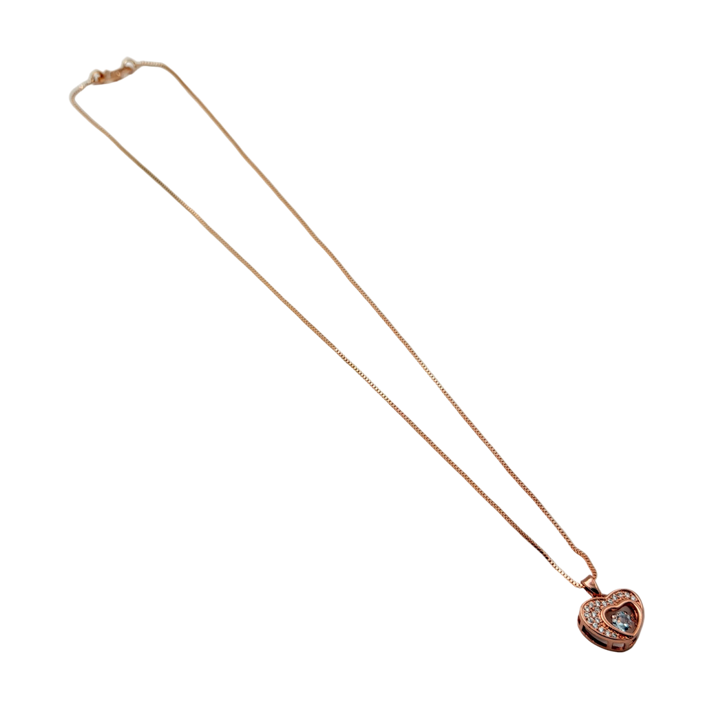 Rose Gold Crystal Heart Pendant Necklace