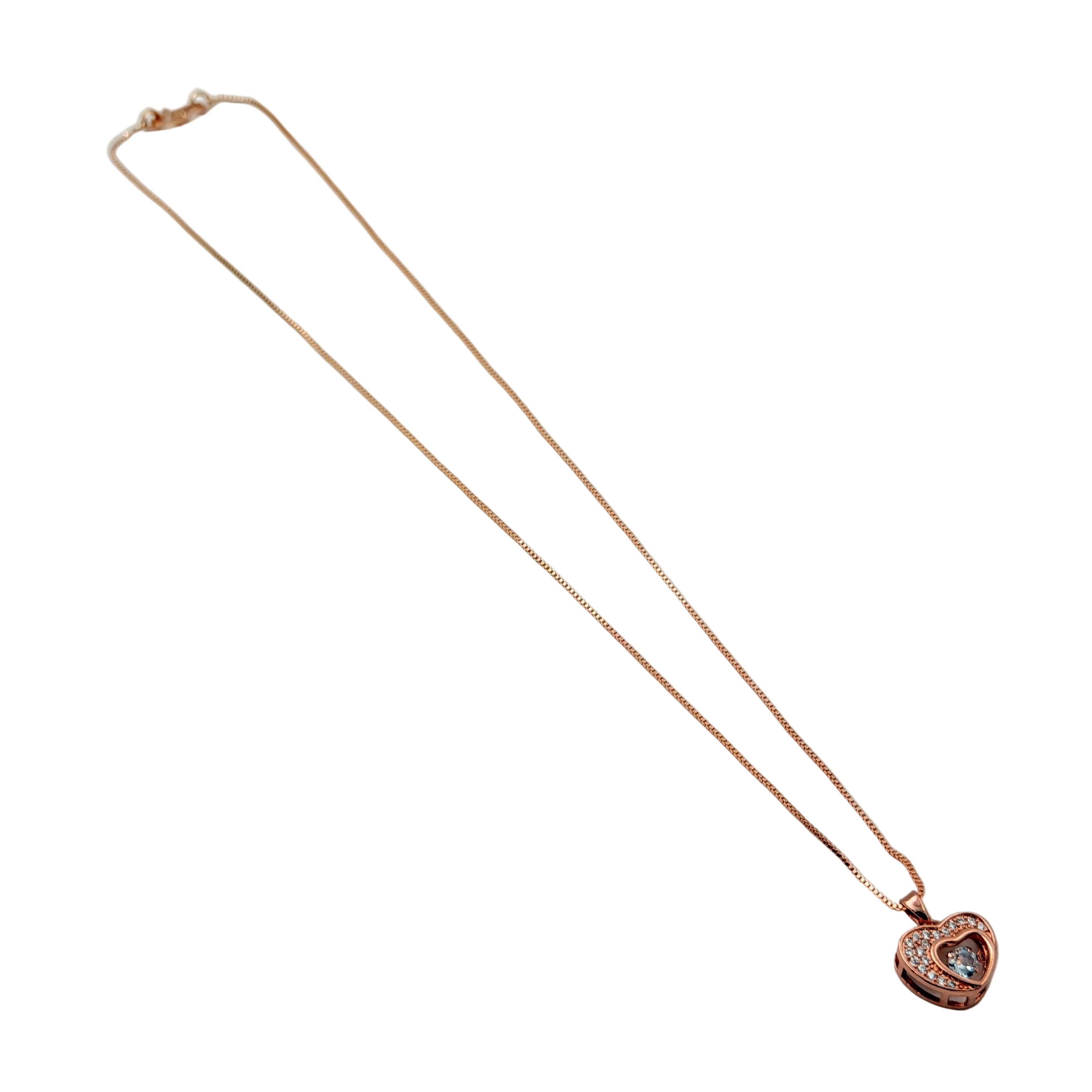 Rose Gold Crystal Heart Pendant Necklace