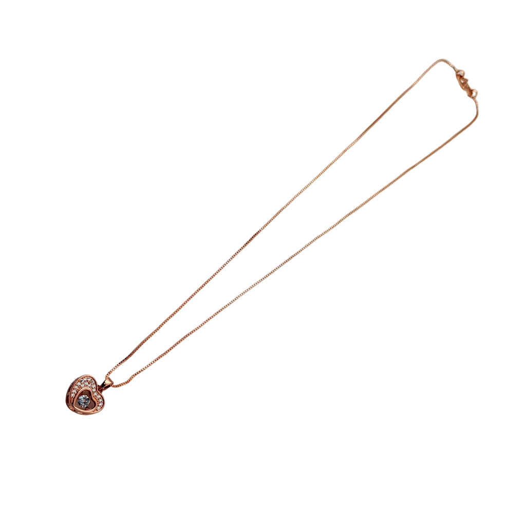 Rose Gold Crystal Heart Pendant Necklace