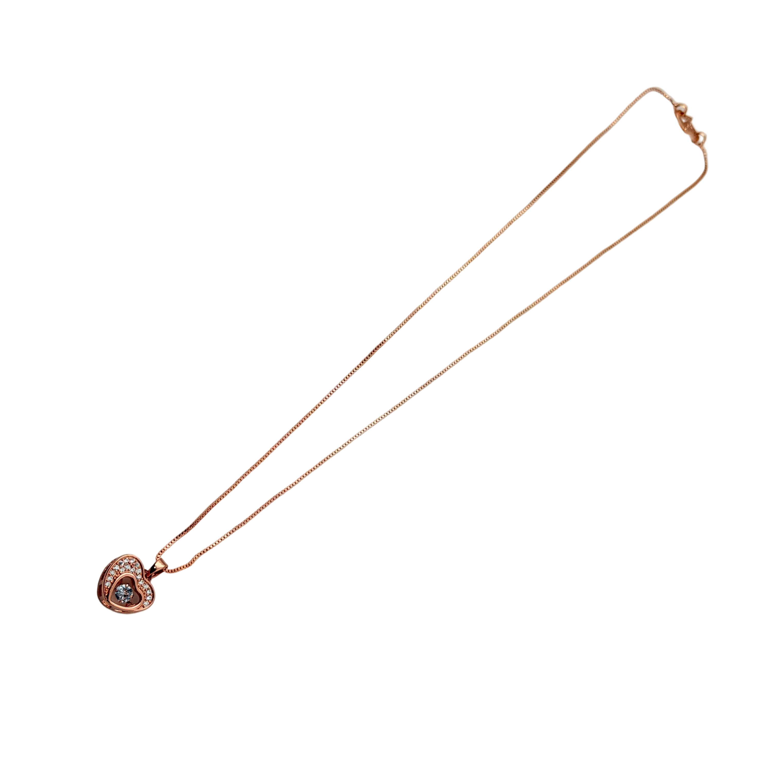 Rose Gold Crystal Heart Pendant Necklace