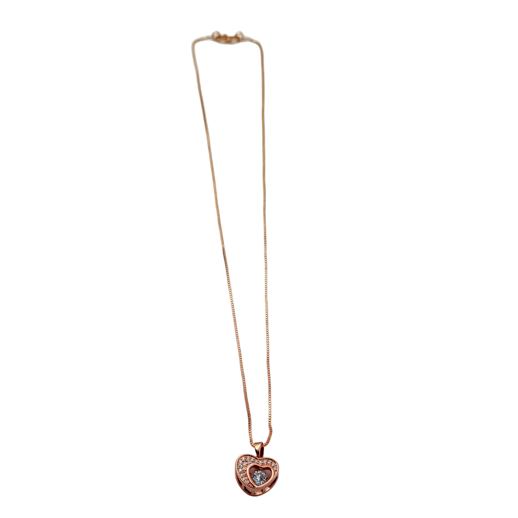 Rose Gold Crystal Heart Pendant Necklace