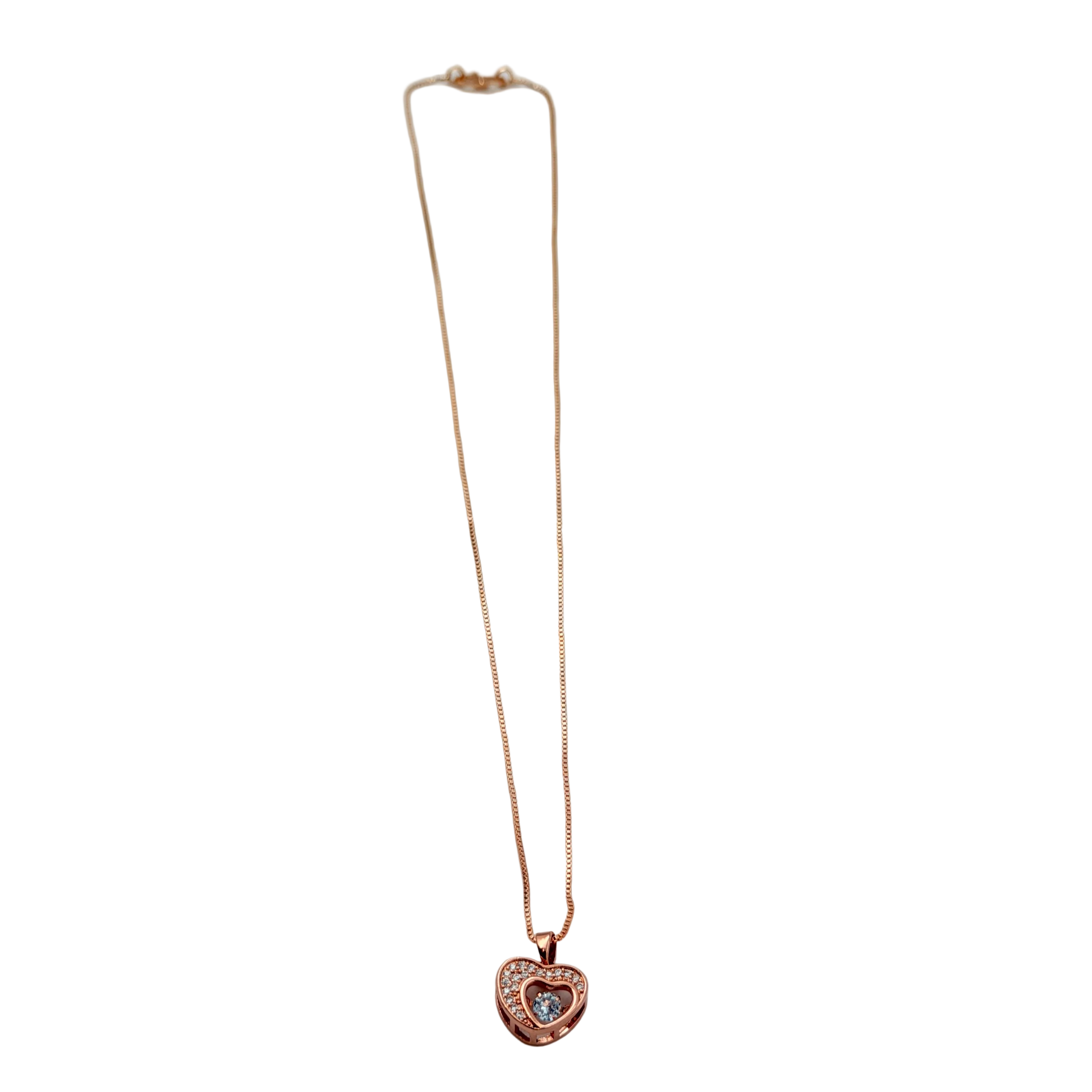 Rose Gold Crystal Heart Pendant Necklace