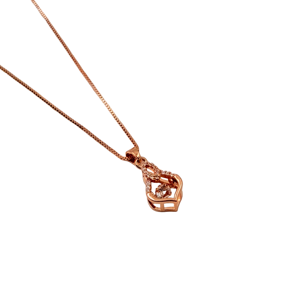 Rose Gold Infinity Heart Pendant Necklace