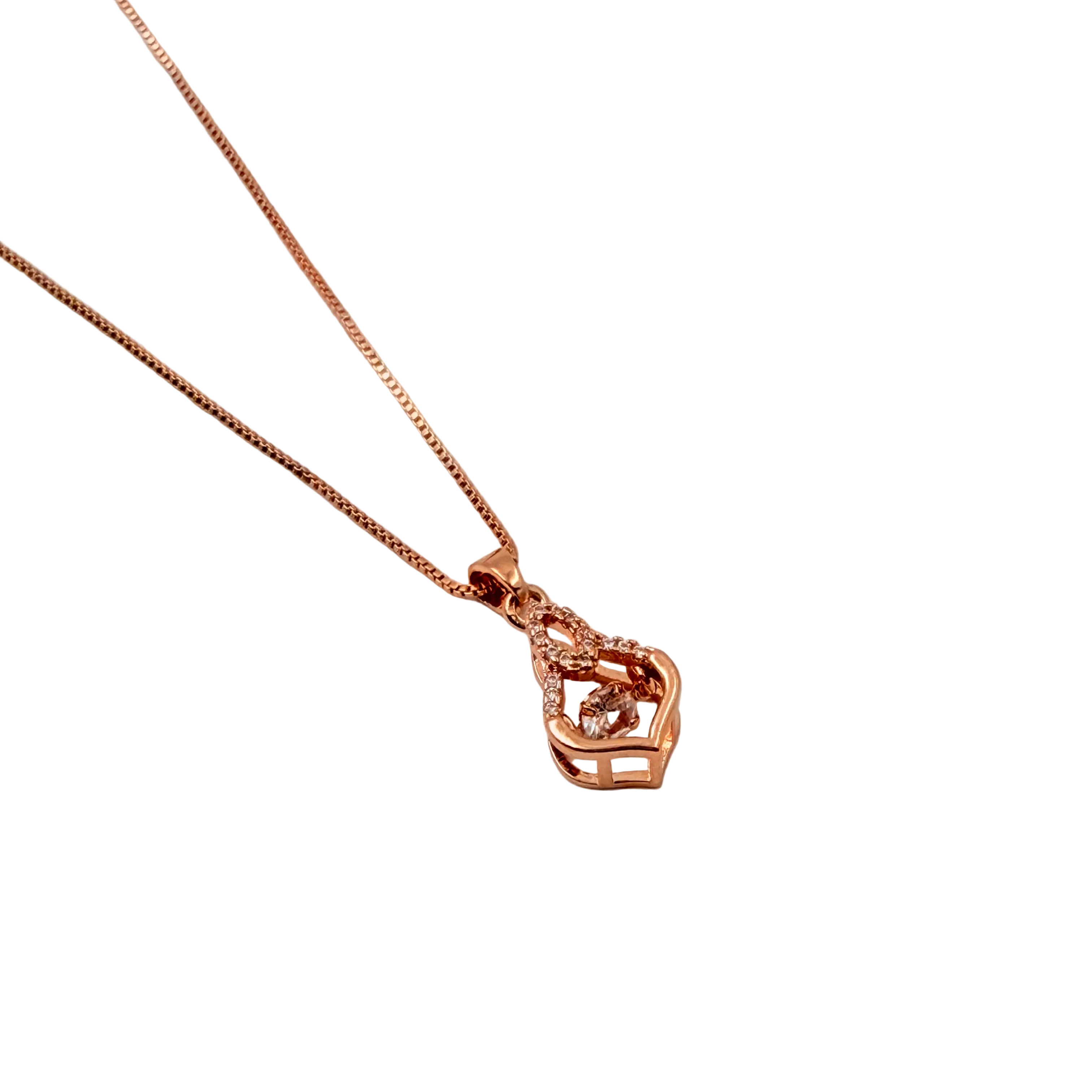 Rose Gold Infinity Heart Pendant Necklace