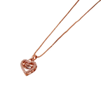 Rose Gold Sparkling Heart Pendant Necklace
