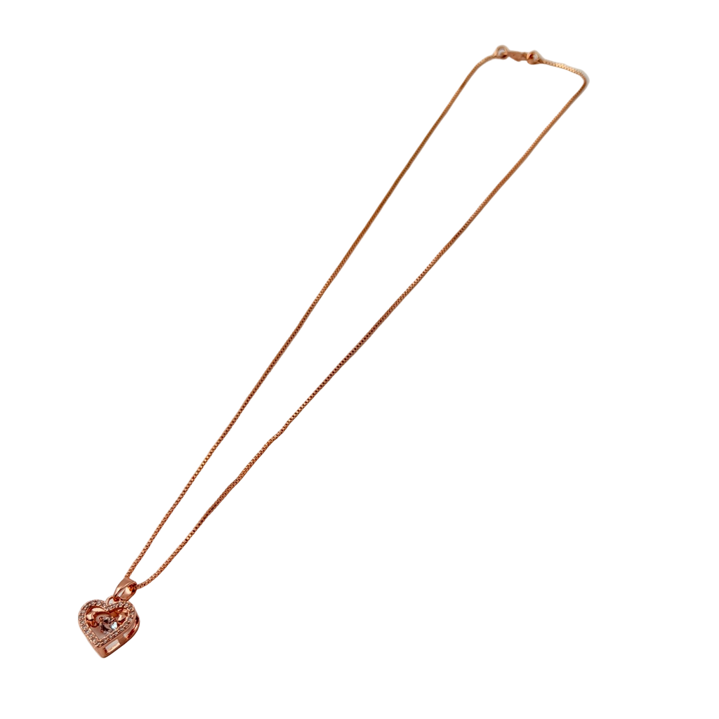 Rose Gold Sparkling Heart Pendant Necklace