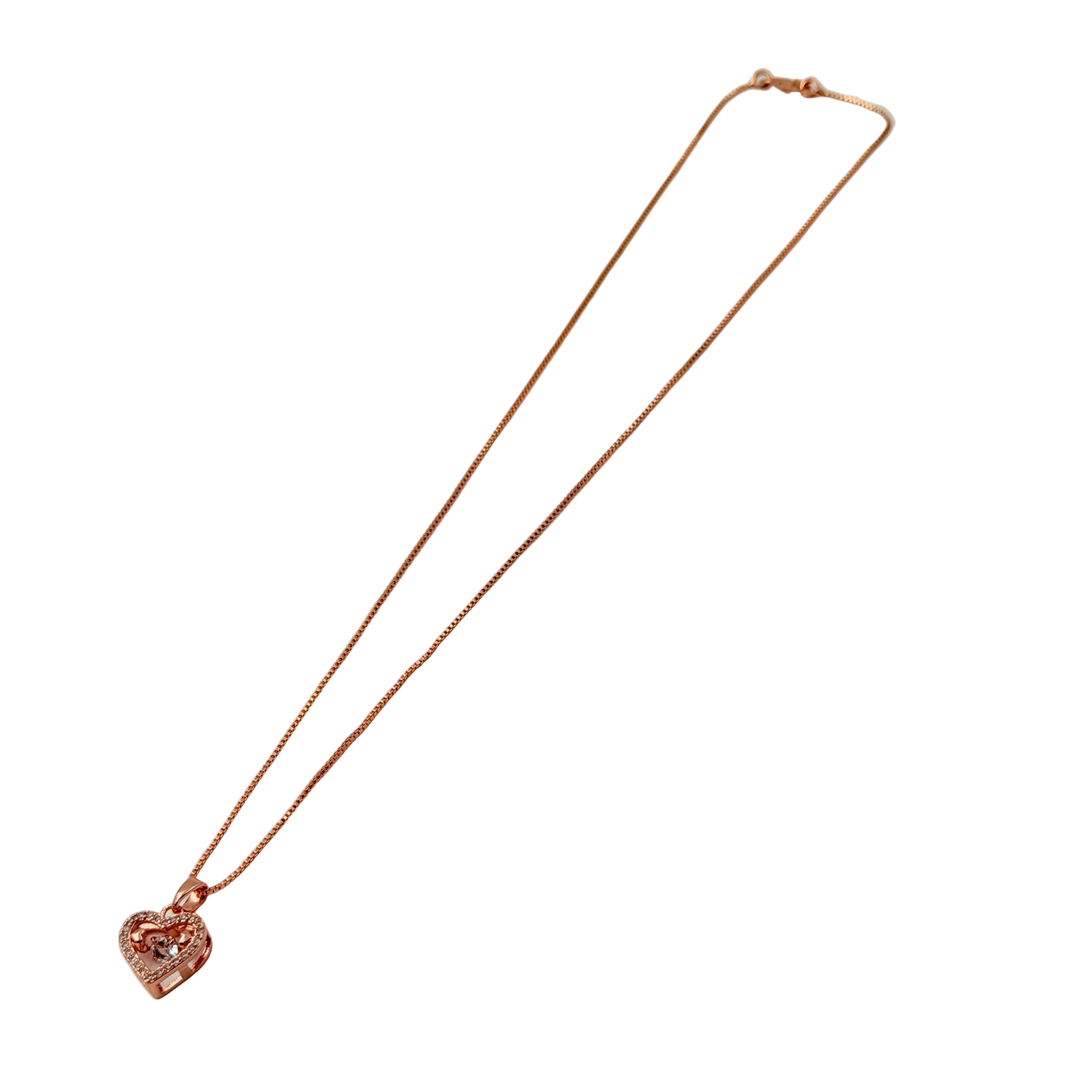 Rose Gold Sparkling Heart Pendant Necklace