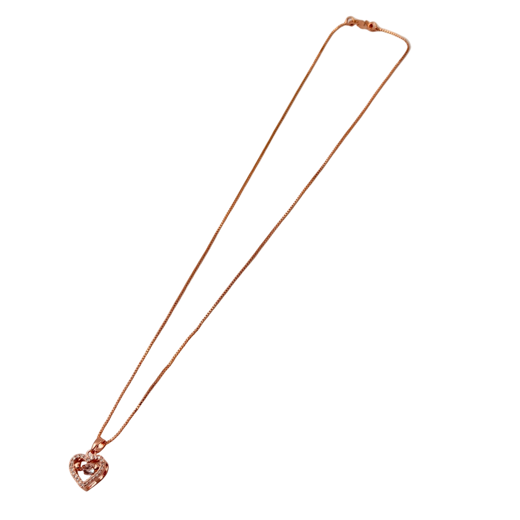 Rose Gold Sparkling Heart Pendant Necklace