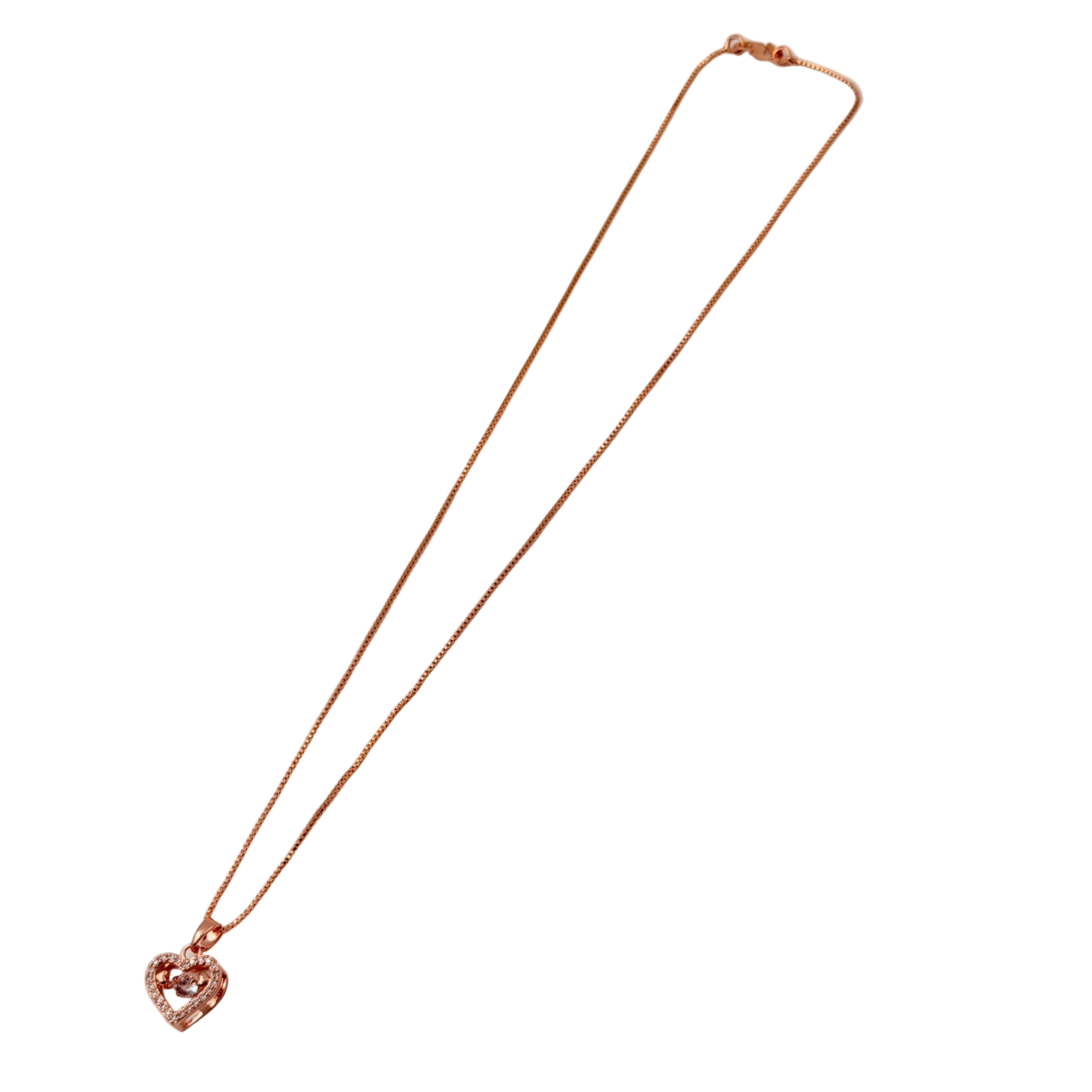 Rose Gold Sparkling Heart Pendant Necklace