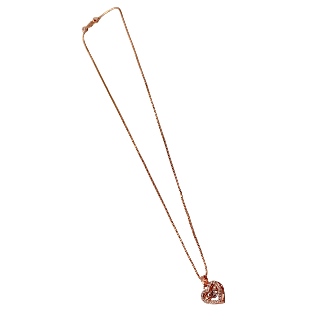 Rose Gold Sparkling Heart Pendant Necklace