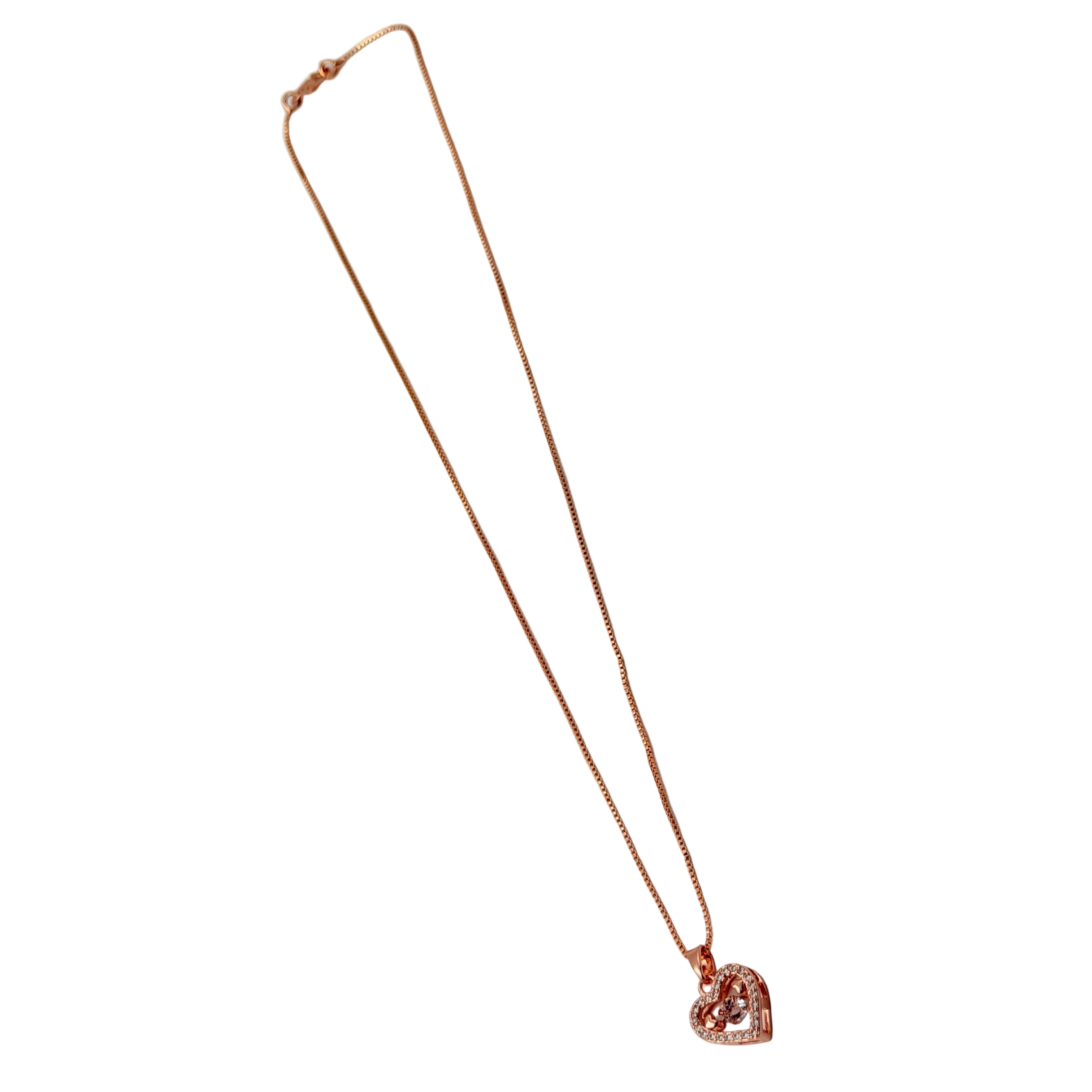 Rose Gold Sparkling Heart Pendant Necklace