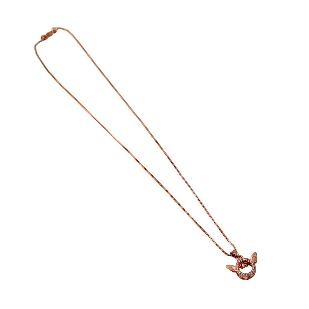Rose Gold Angel Wing Halo Pendant Necklace