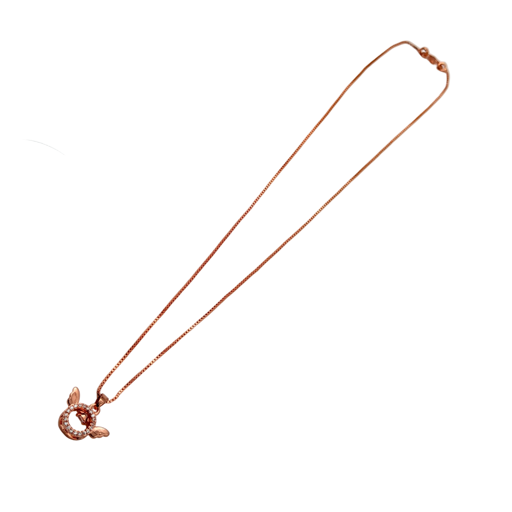 Rose Gold Angel Wing Halo Pendant Necklace