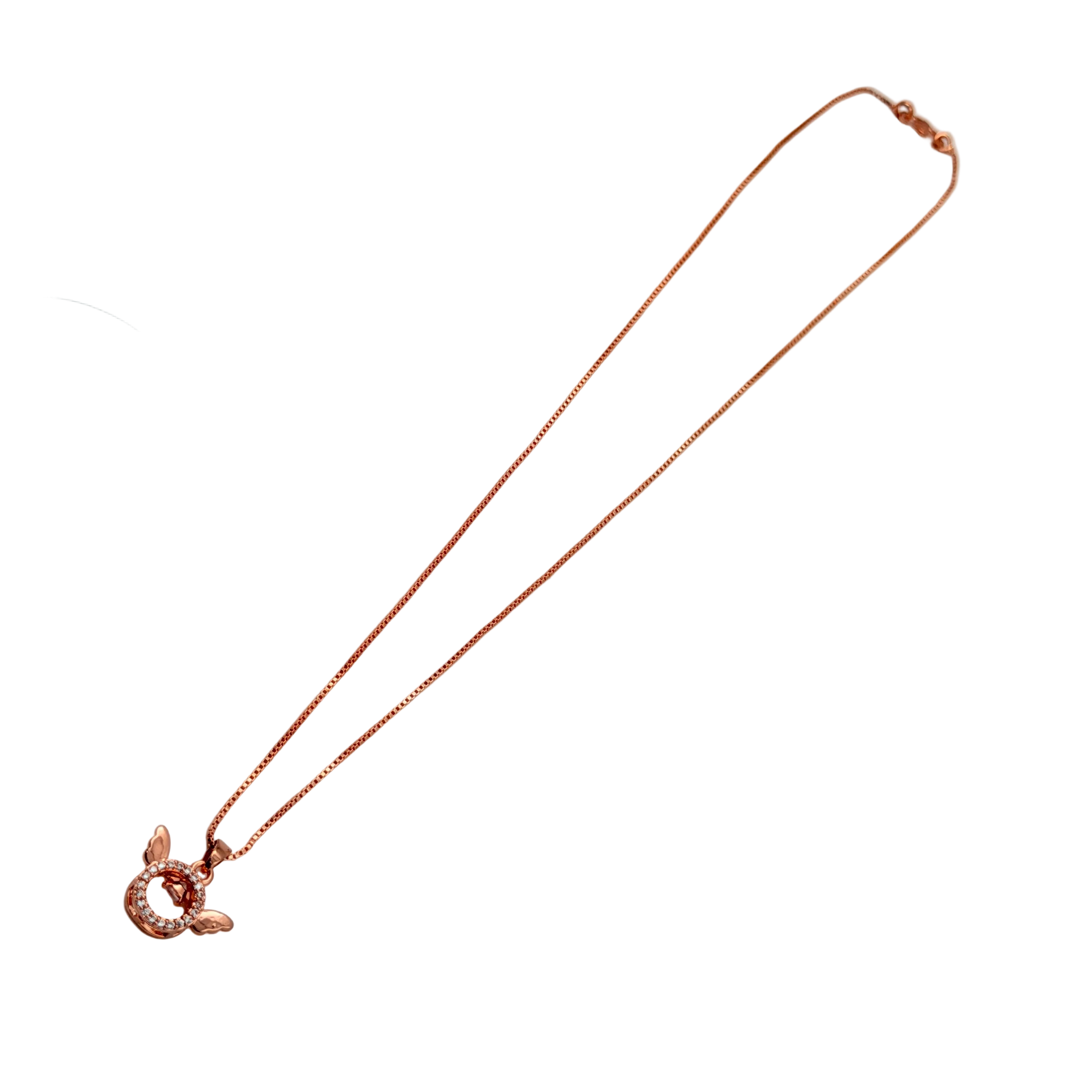 Rose Gold Angel Wing Halo Pendant Necklace