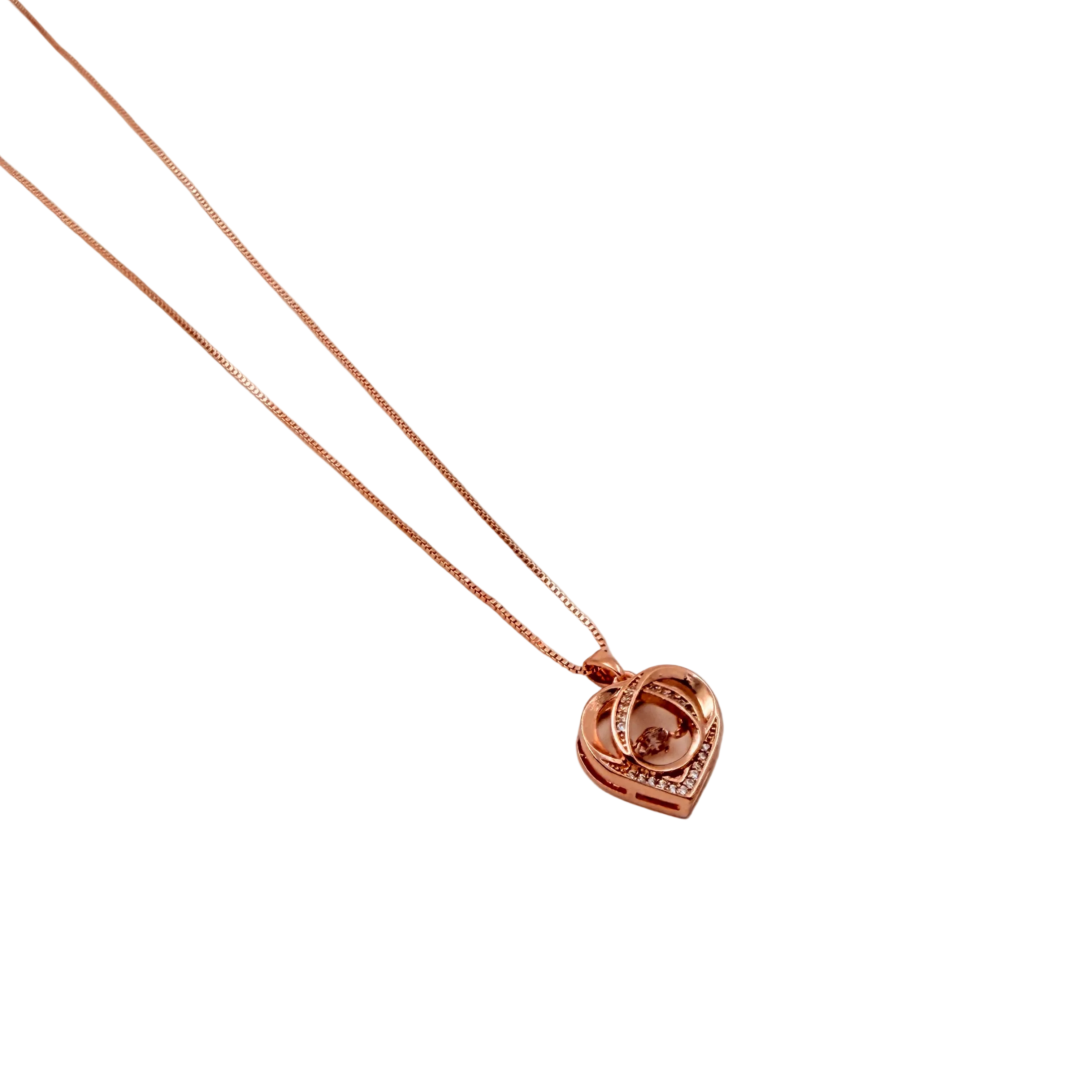 Rose Gold Eternal Heart Pendant Necklace