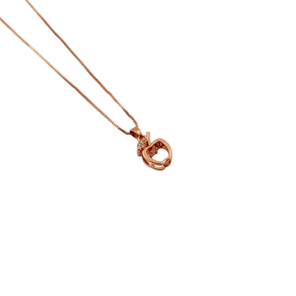 Rose Gold Apple Charm Pendant Necklace