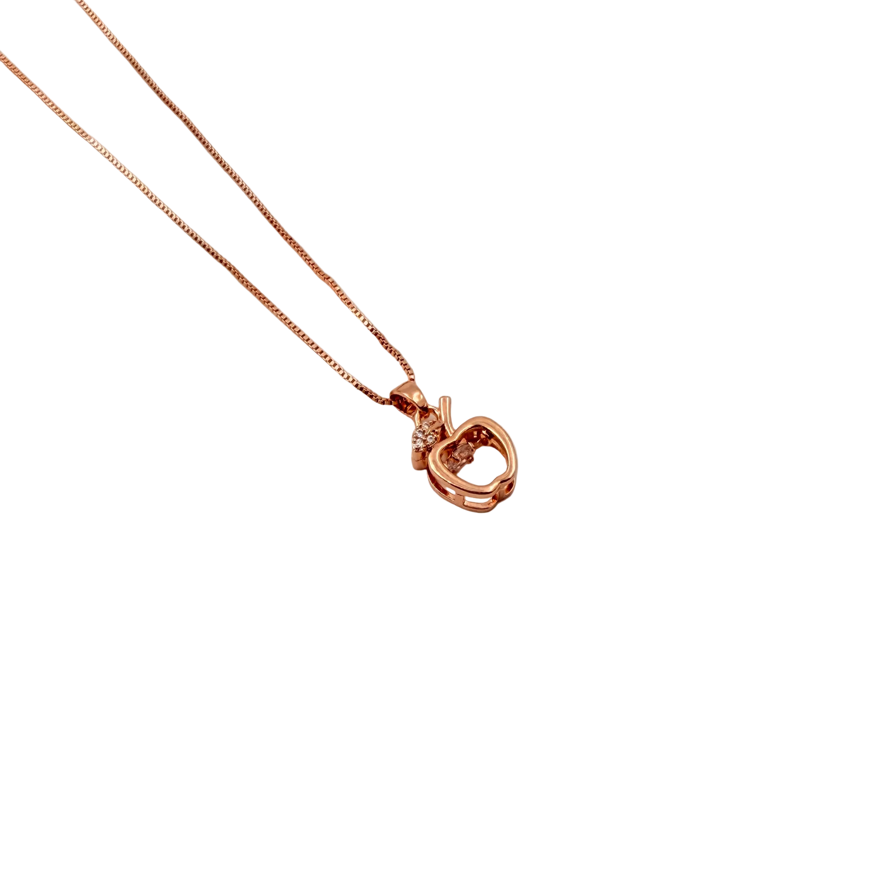 Rose Gold Apple Charm Pendant Necklace