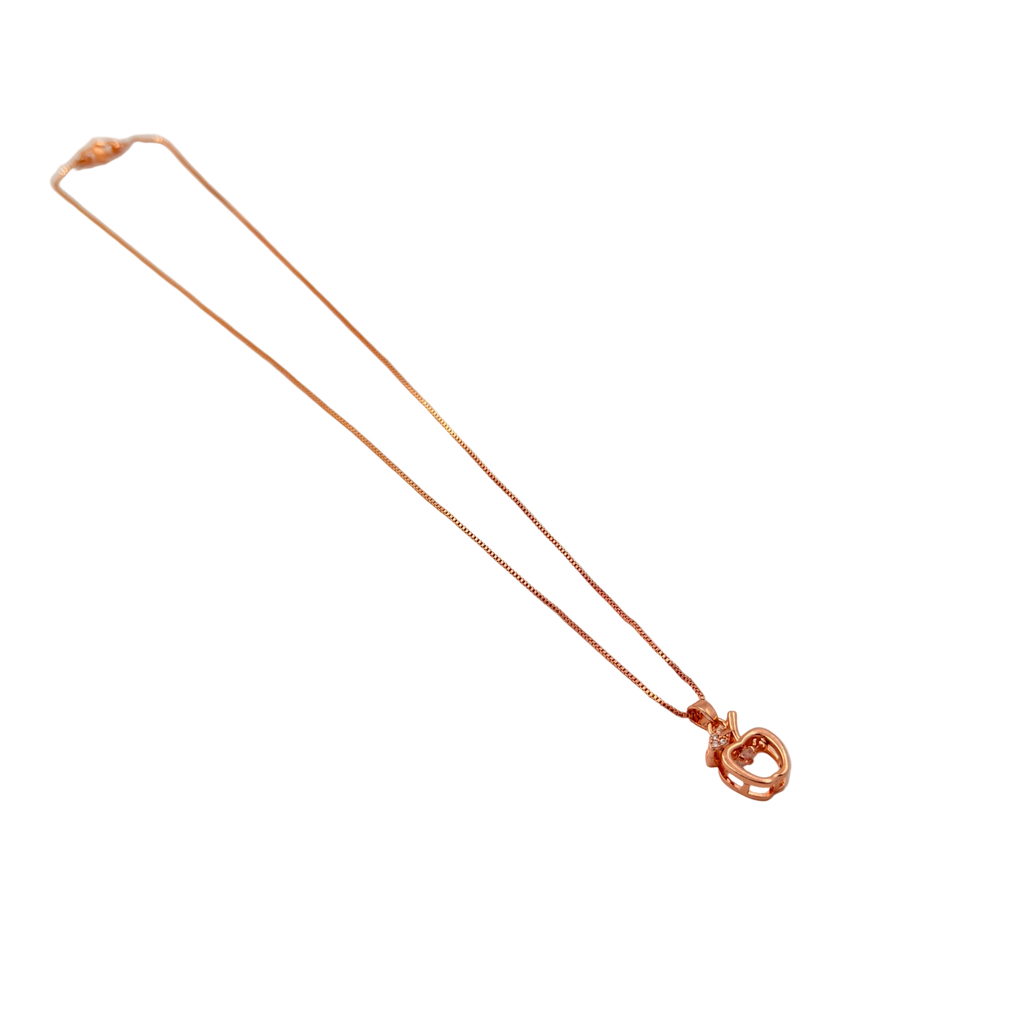 Rose Gold Apple Charm Pendant Necklace