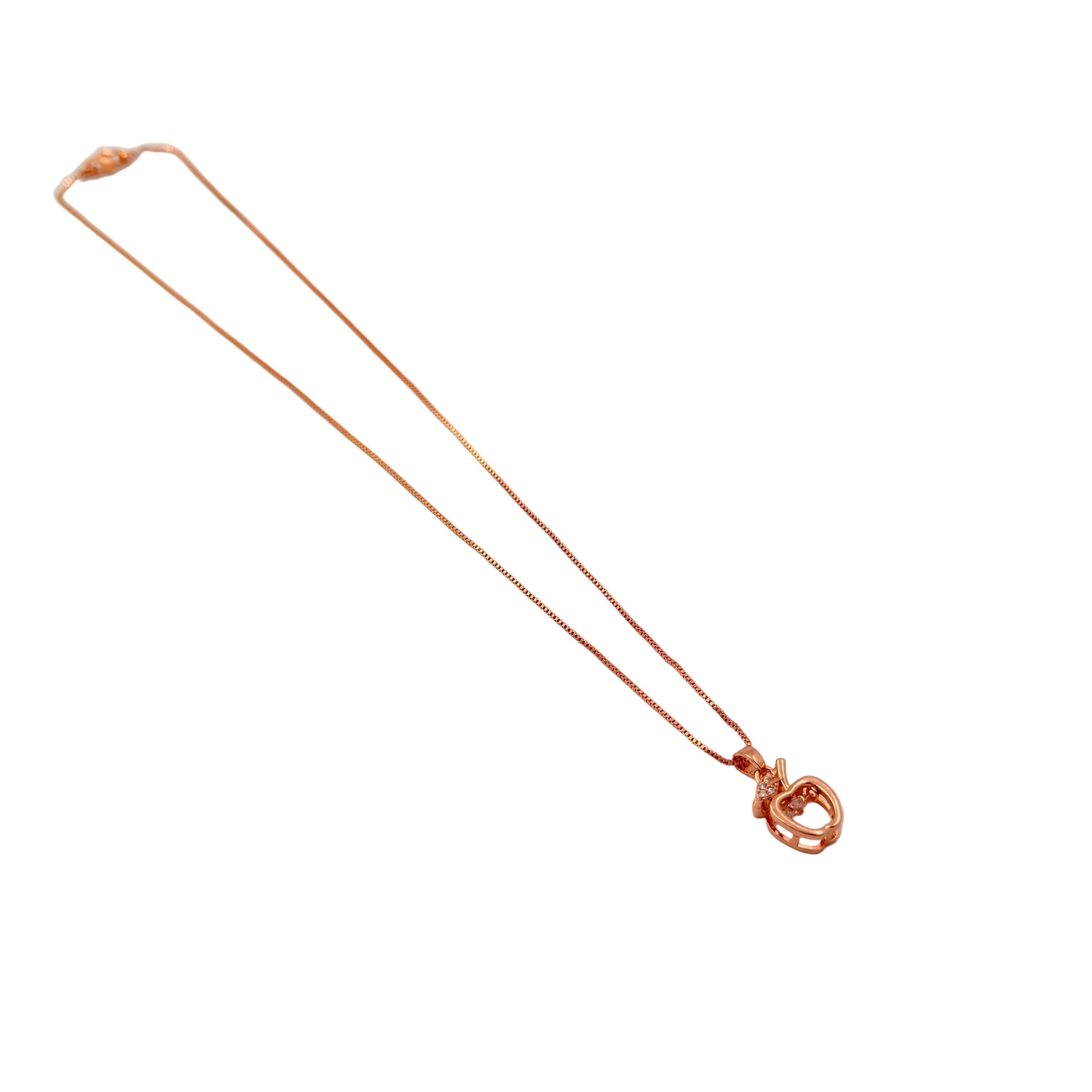 Rose Gold Apple Charm Pendant Necklace