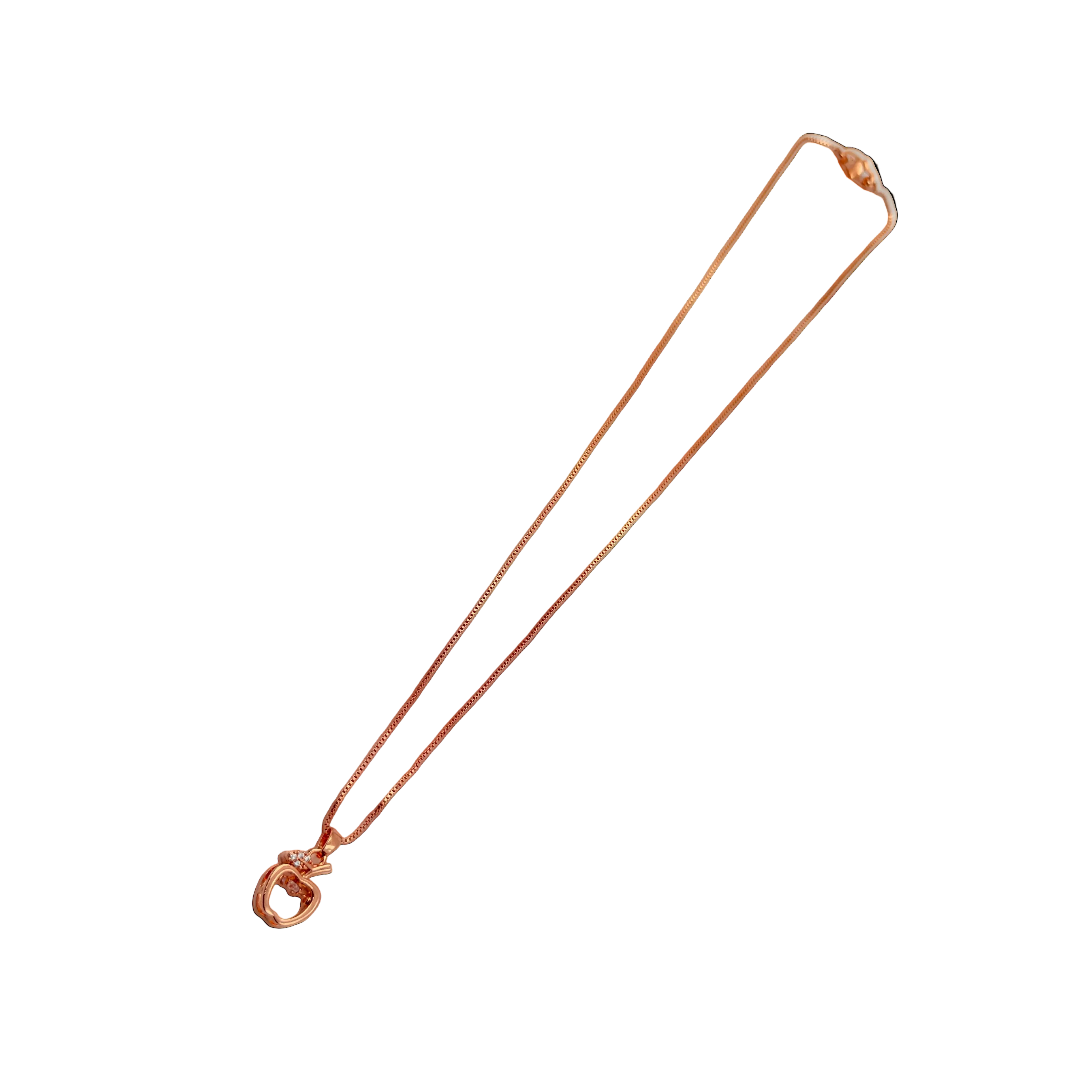 Rose Gold Apple Charm Pendant Necklace