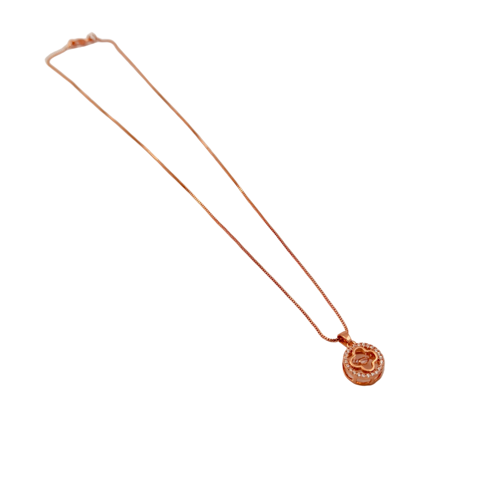Rose Gold Clover Halo Pendant Necklace
