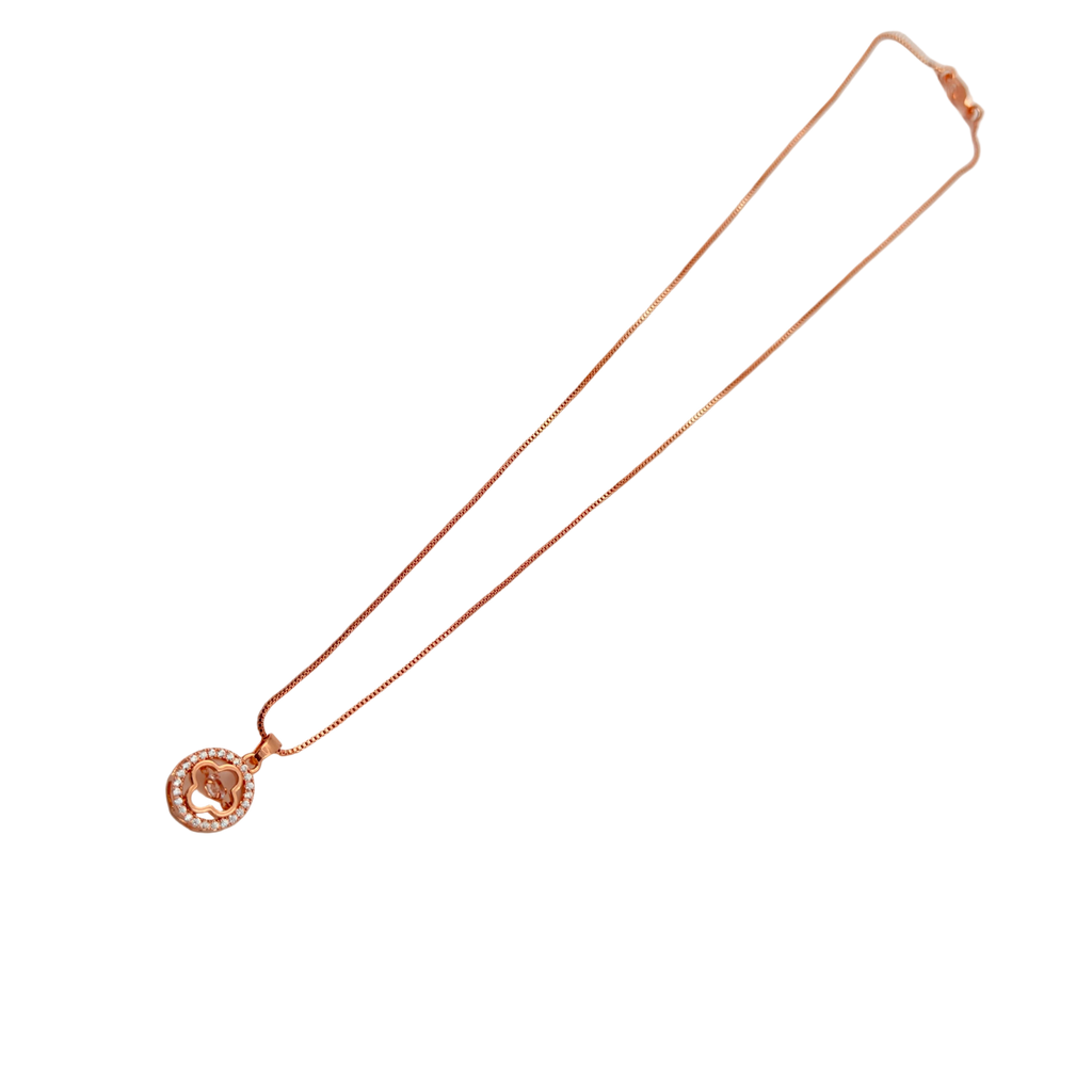 Rose Gold Clover Halo Pendant Necklace