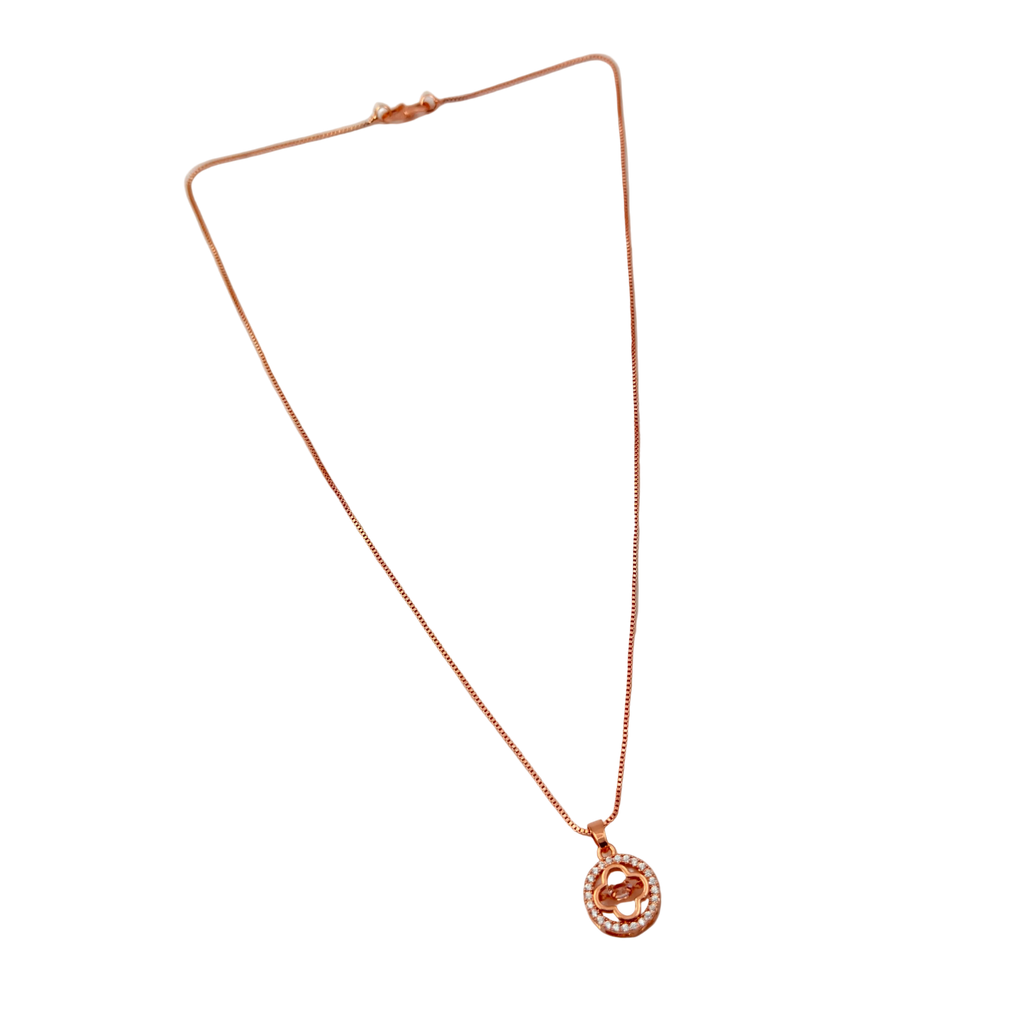 Rose Gold Clover Halo Pendant Necklace