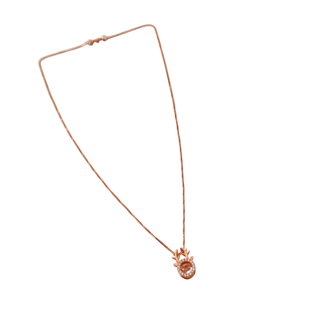 Rose Gold Deer Antler Halo Pendant Necklace