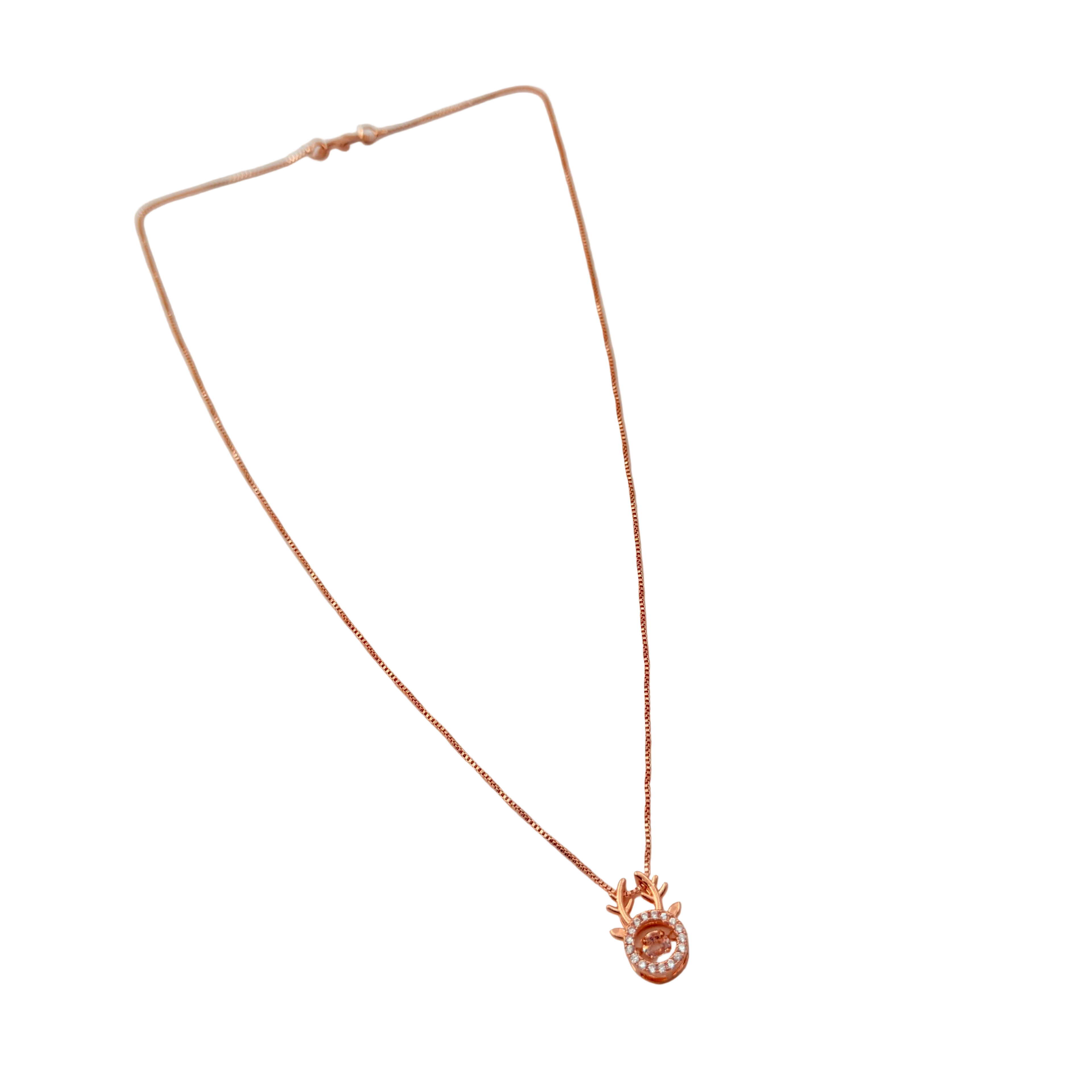 Rose Gold Deer Antler Halo Pendant Necklace