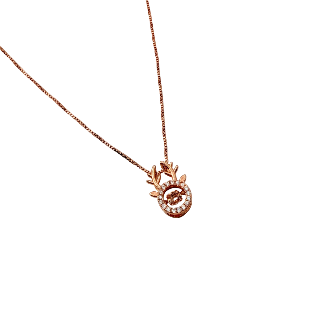 Rose Gold Deer Antler Halo Pendant Necklace