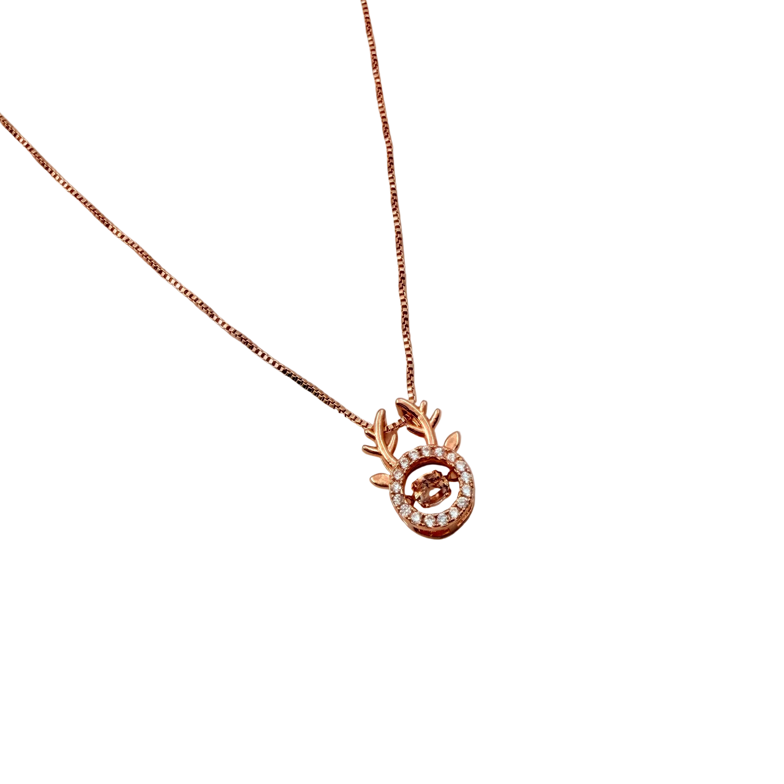 Rose Gold Deer Antler Halo Pendant Necklace