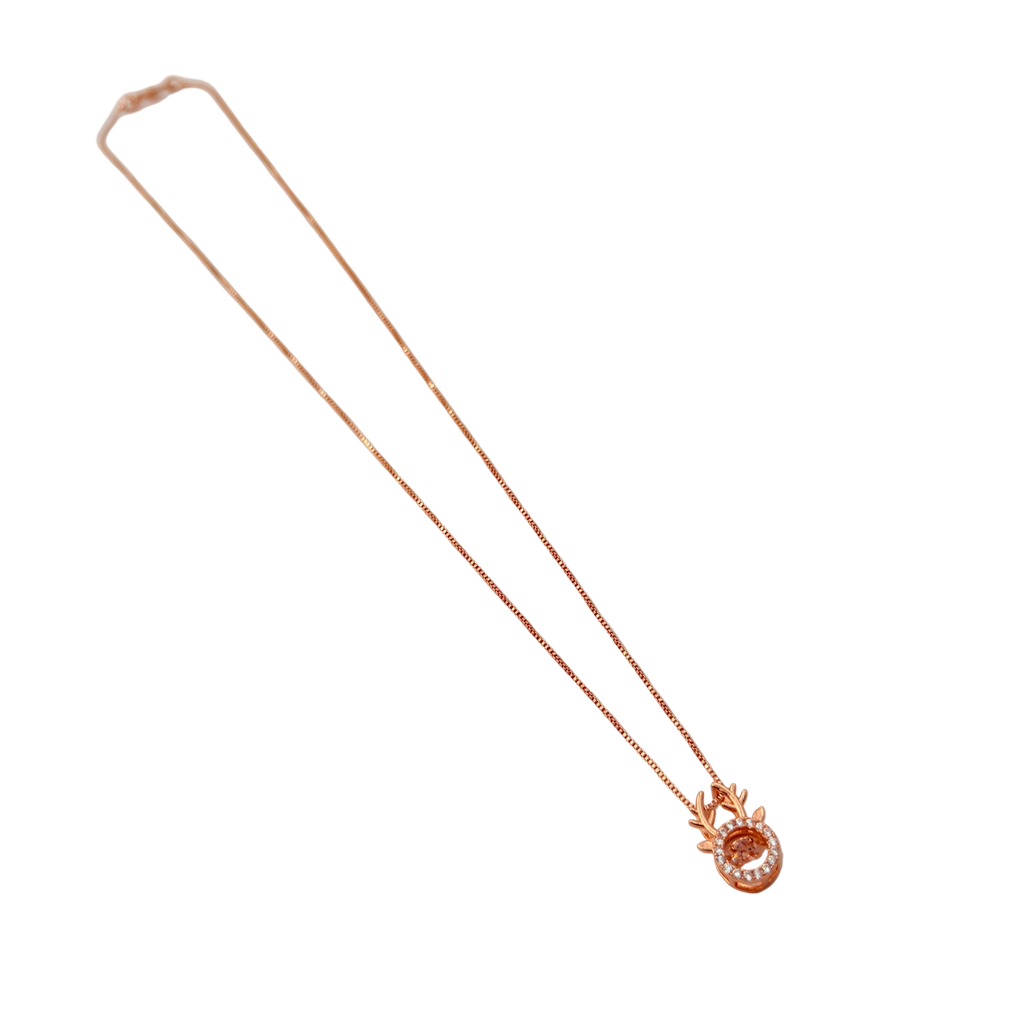 Rose Gold Deer Antler Halo Pendant Necklace