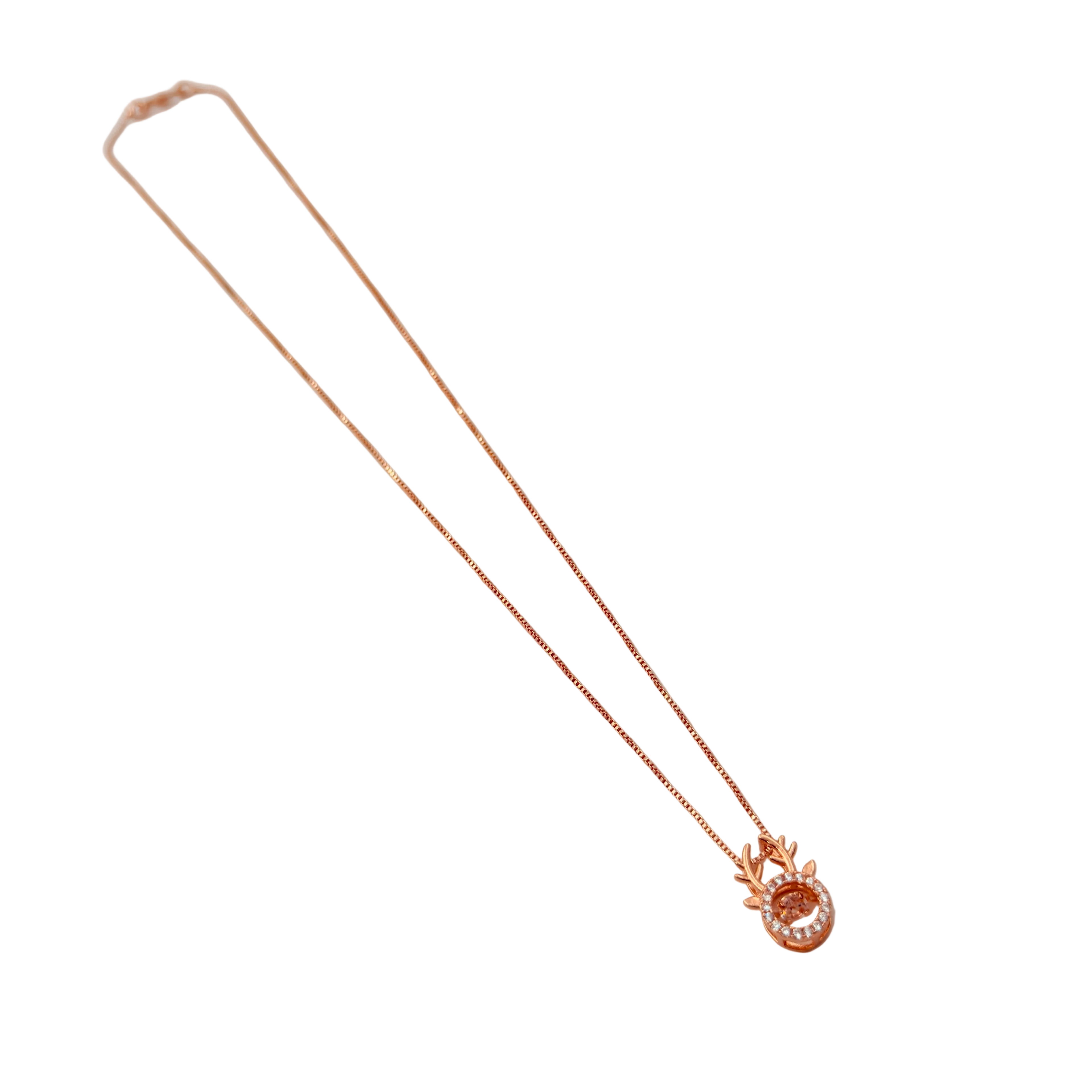 Rose Gold Deer Antler Halo Pendant Necklace