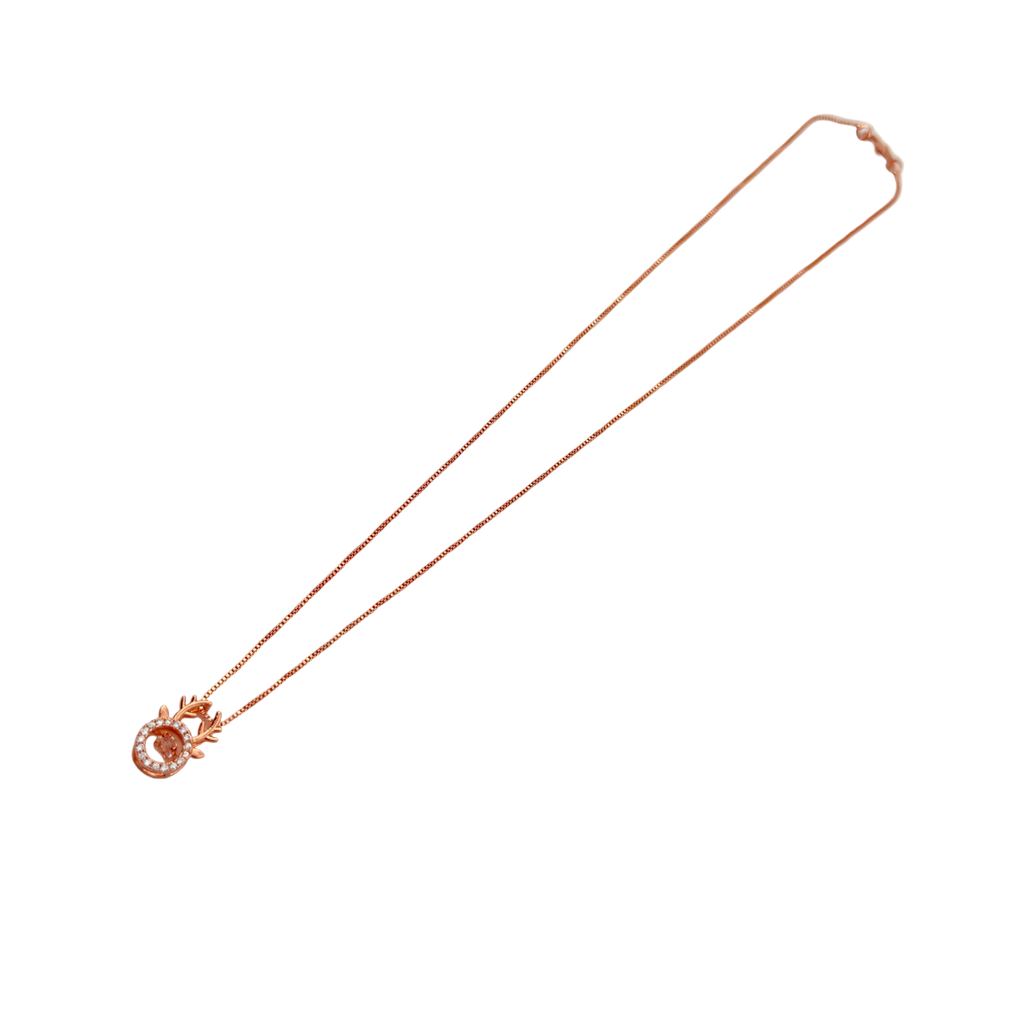 Rose Gold Deer Antler Halo Pendant Necklace