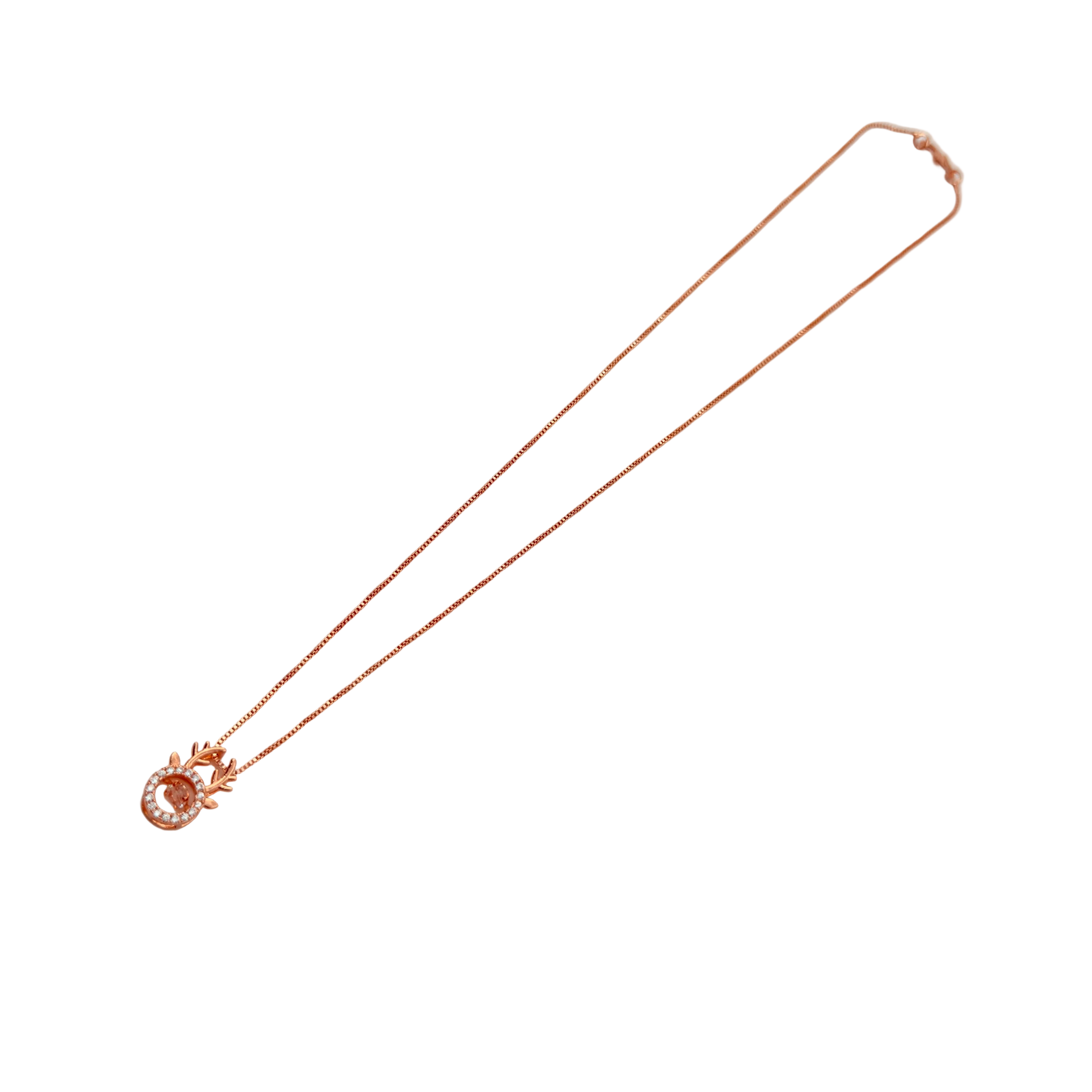 Rose Gold Deer Antler Halo Pendant Necklace