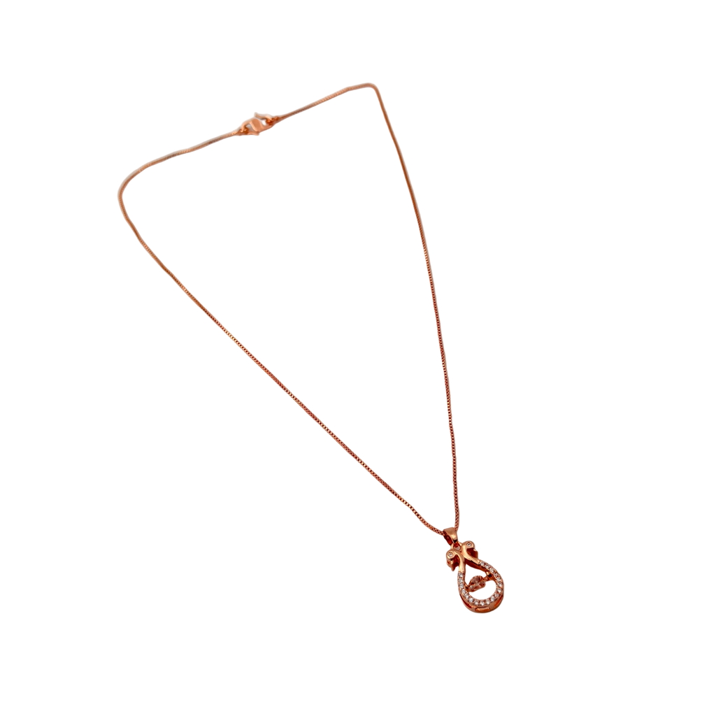 Rose Gold Crystal Bow Drop Pendant Necklace