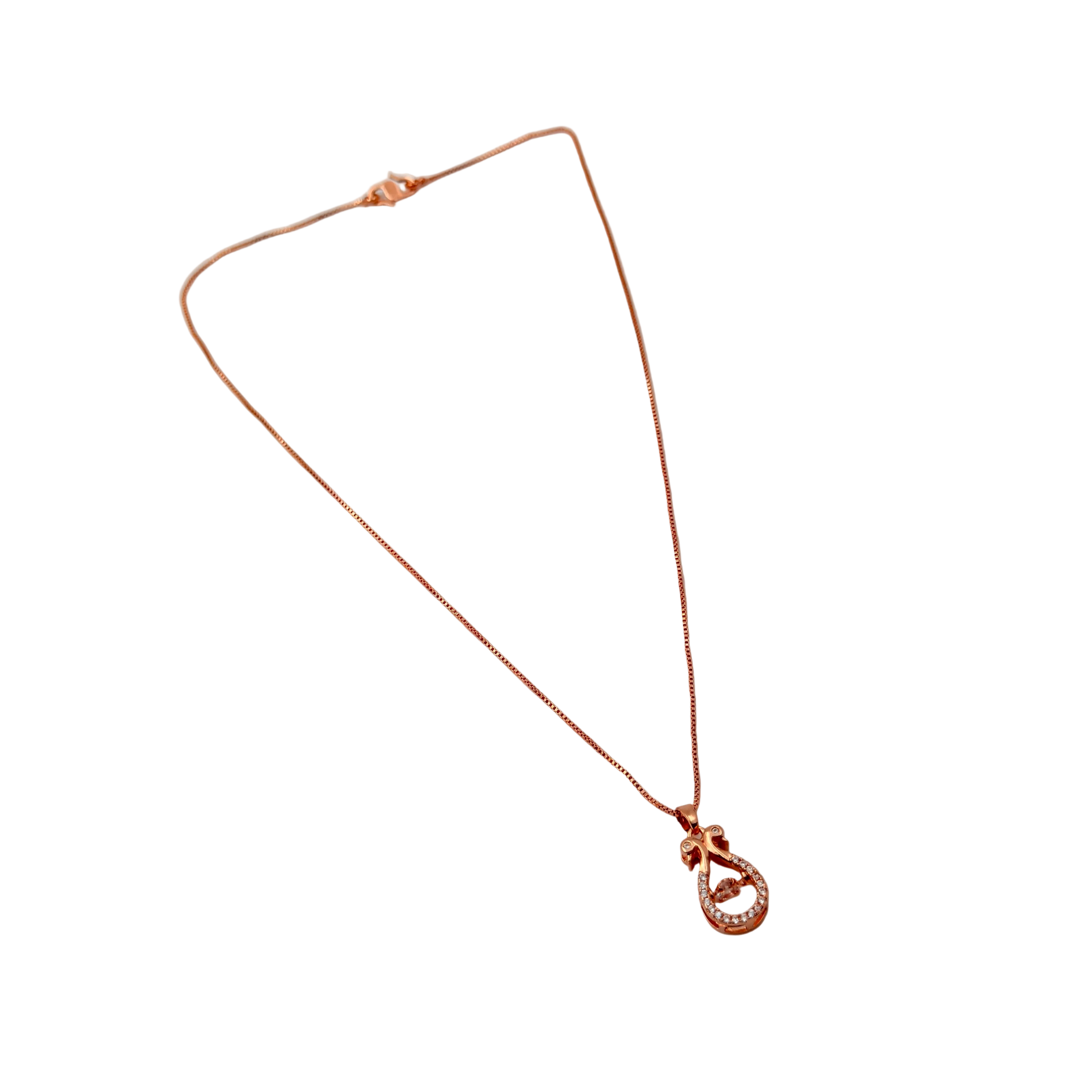 Rose Gold Crystal Bow Drop Pendant Necklace