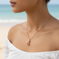 Rose Gold Crystal Bow Drop Pendant Necklace