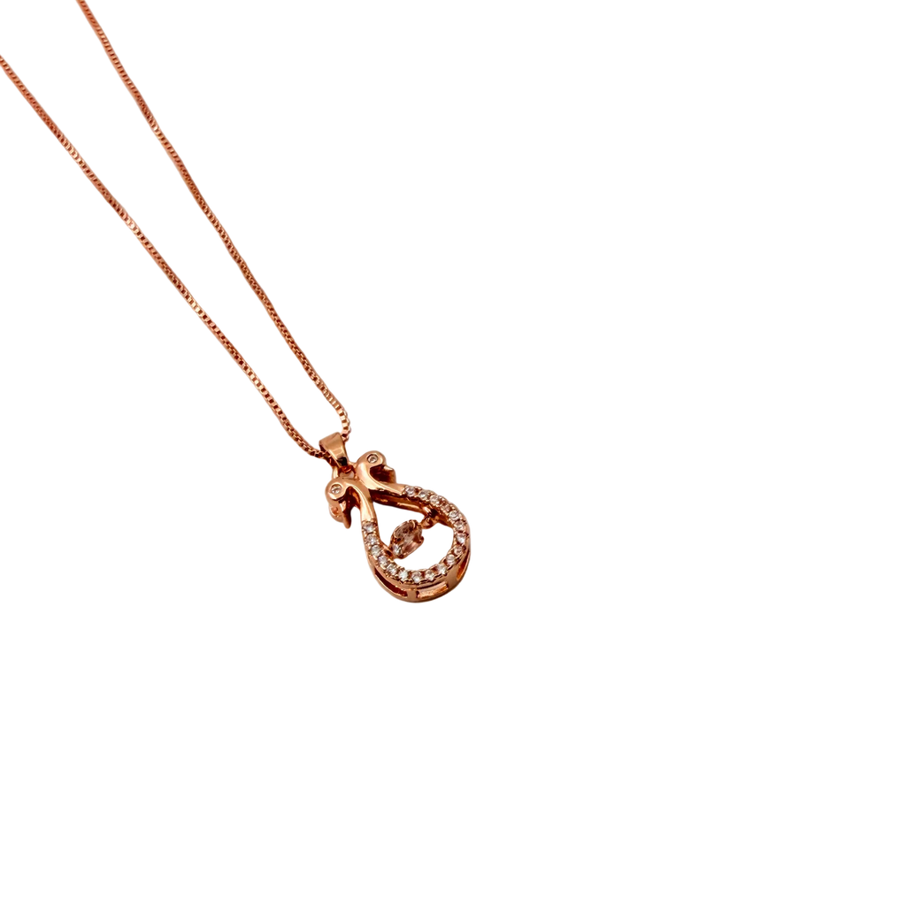 Rose Gold Crystal Bow Drop Pendant Necklace