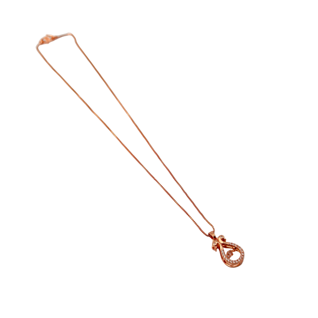 Rose Gold Crystal Bow Drop Pendant Necklace
