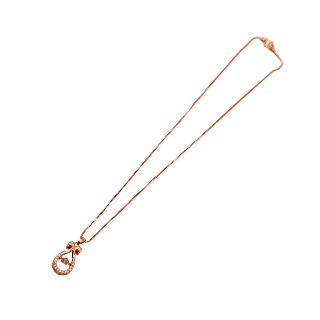 Rose Gold Crystal Bow Drop Pendant Necklace