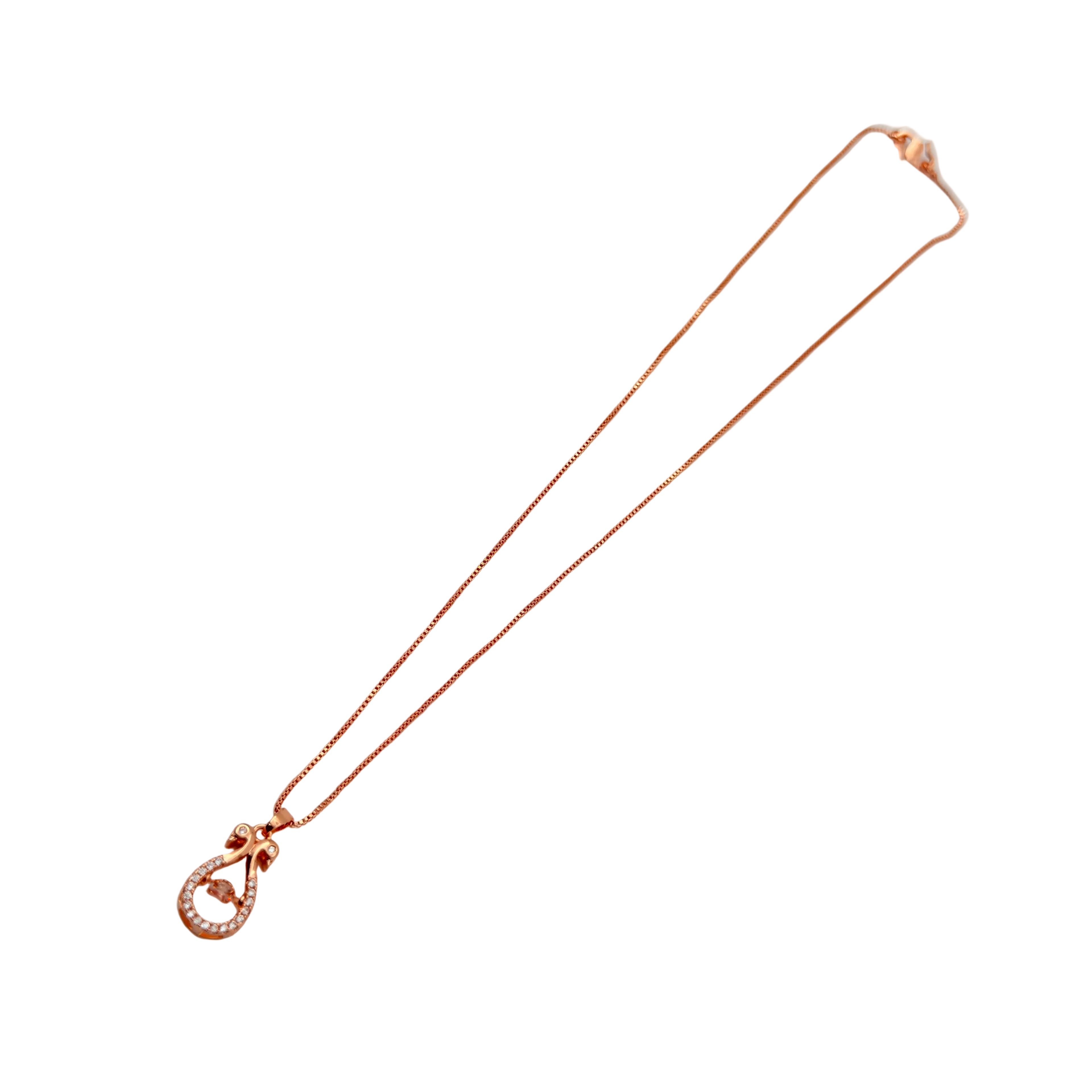 Rose Gold Crystal Bow Drop Pendant Necklace