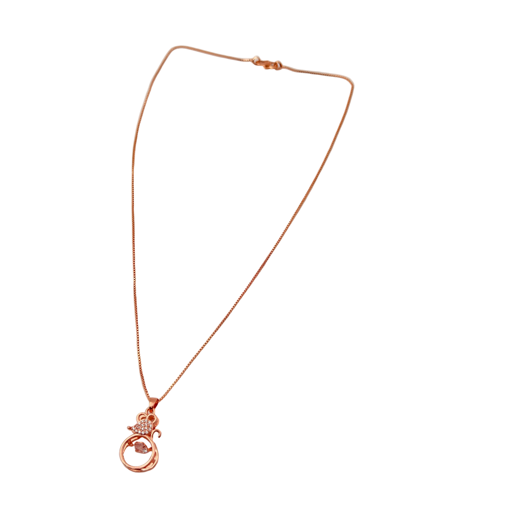 Rose Gold Crystal Cat Pendant Necklace