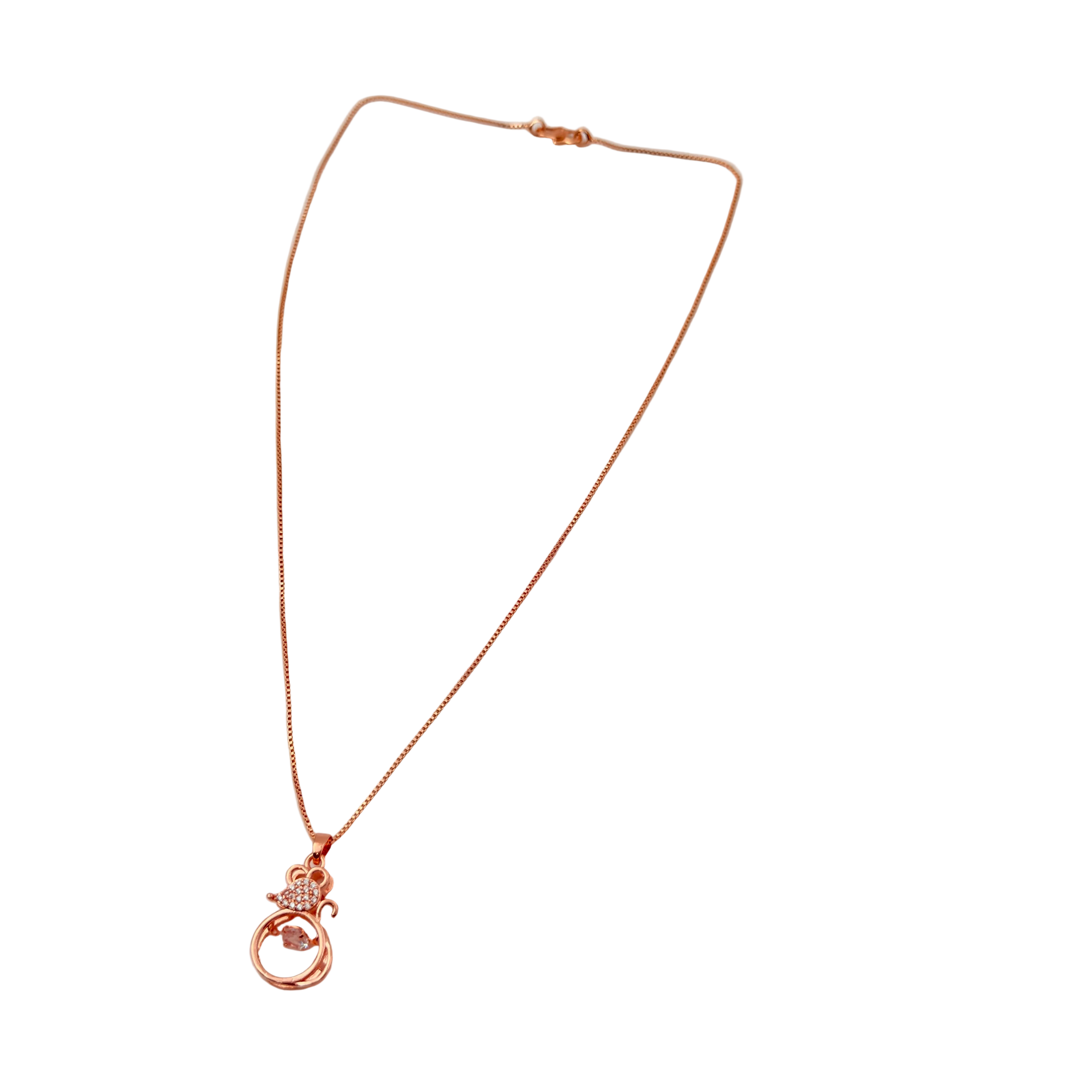 Rose Gold Crystal Cat Pendant Necklace