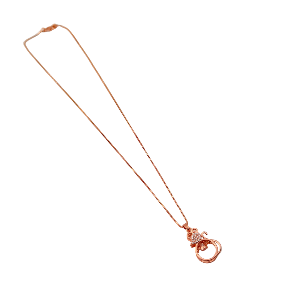 Rose Gold Crystal Cat Pendant Necklace
