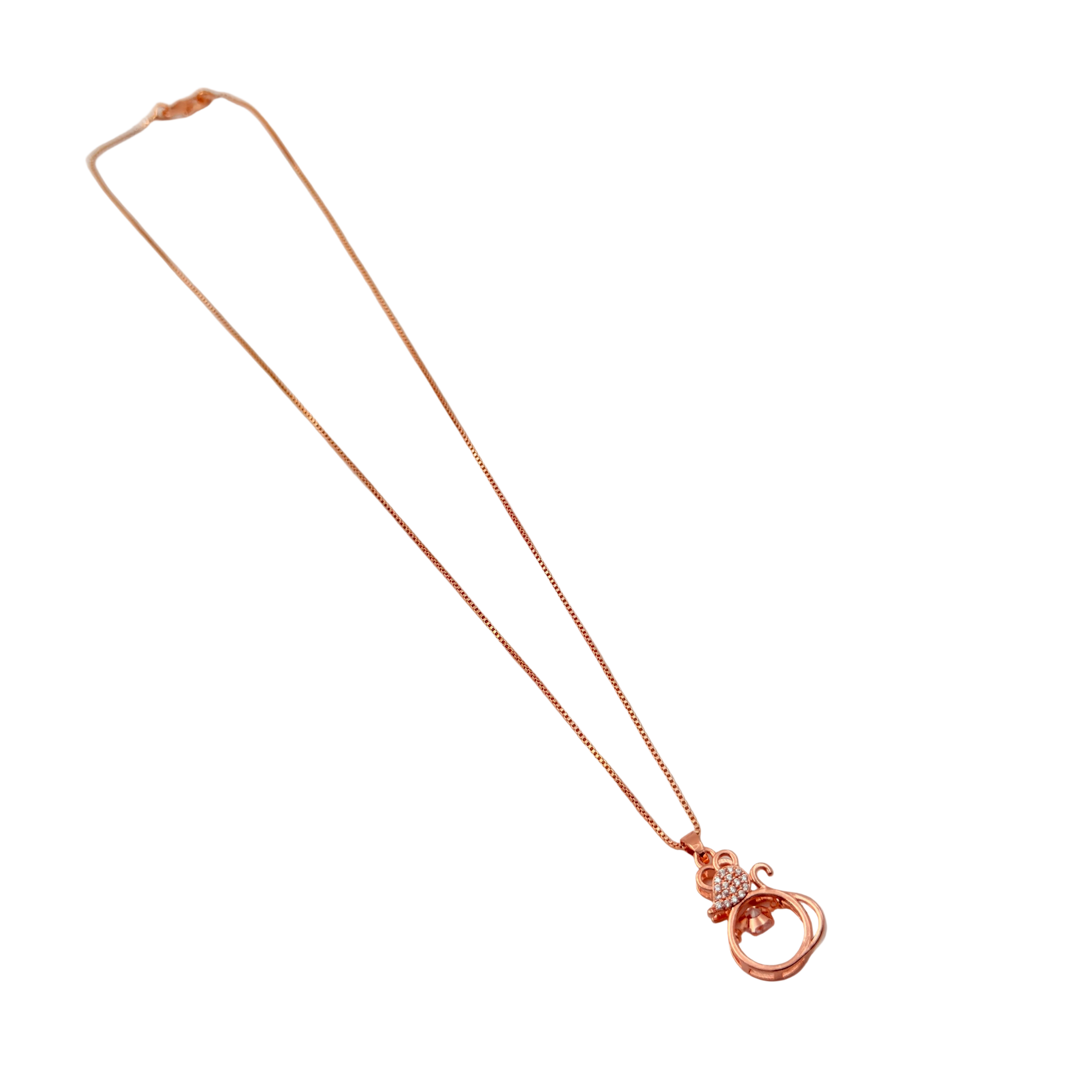 Rose Gold Crystal Cat Pendant Necklace