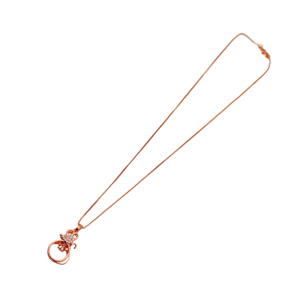 Rose Gold Crystal Cat Pendant Necklace